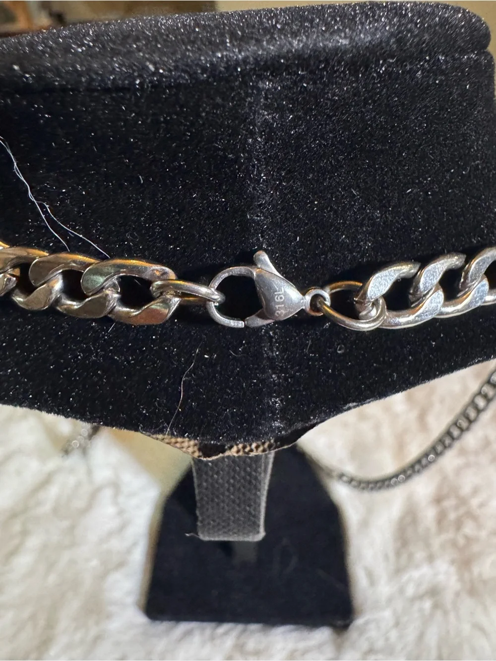 Silver-Tone Men's Cuban Link Cross Pendant Necklace stainless steel